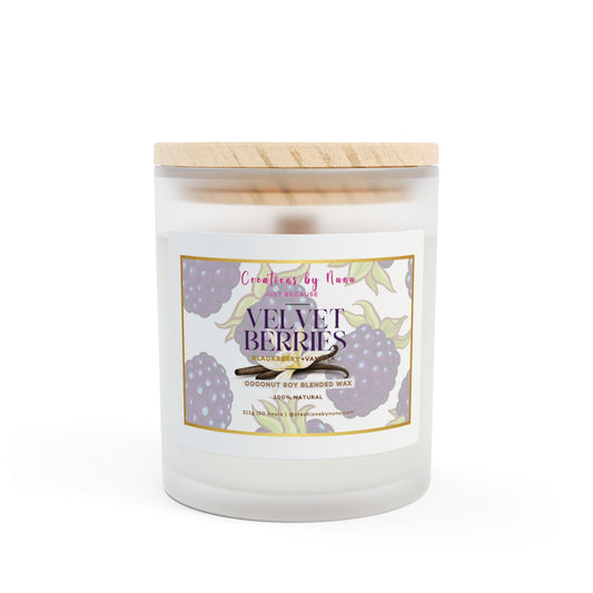 Velvet Blackberries Frosted Glass Candle, 11oz