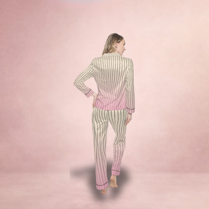 The Soft Pinstripe Satin Pajama Set