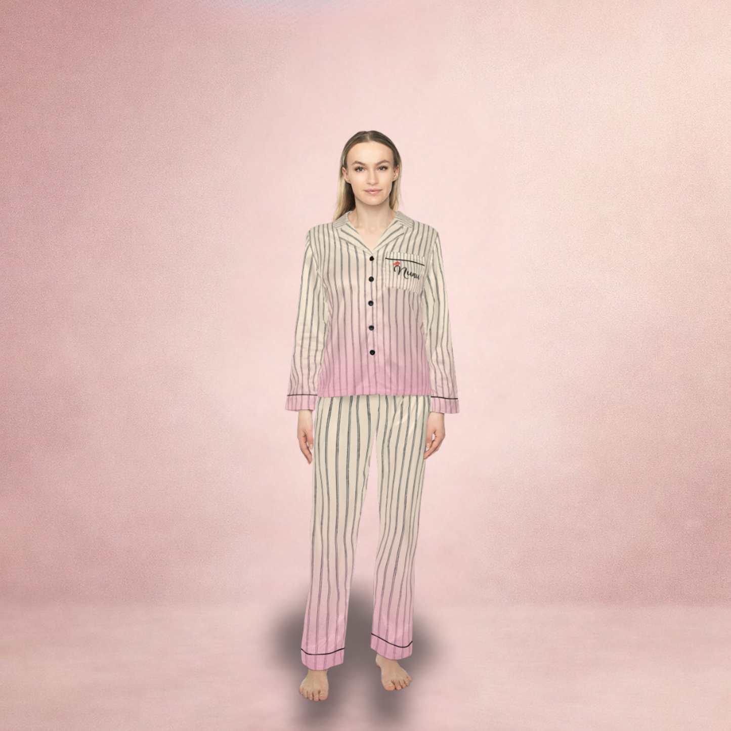 The Soft Pinstripe Satin Pajama Set